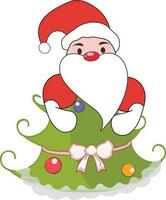 Cartoon Santa Claus with Christmas tree. vector