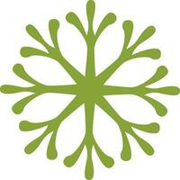 Flat snowflake icon in green color. vector