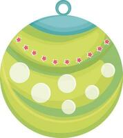 Pink stars decorated green Christmas ball. vector