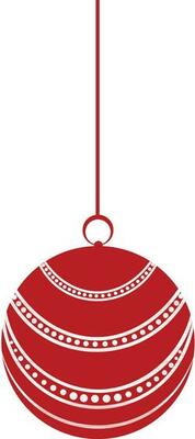 Hanging red and white Christmas ball icon.
