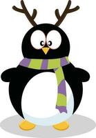 Cartoon baby penguin wearing scarf. vector