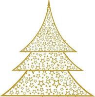 Stars decorated Christmas tree. vector