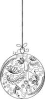 Beautiful floral decorated hanging Christmas ball. vector