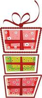 Decorated gifts boxes with bow ribbon. vector