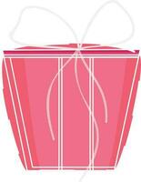 Pink gift box with white ribbon. vector
