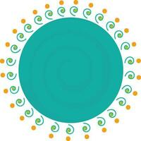 Blue and orange blank decorated circle design. vector