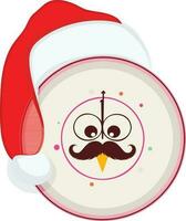 personaje de vistoso alarma reloj con Navidad sombrero. vector
