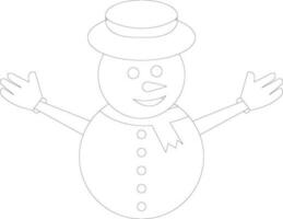 Isolated thin line icon of smiling snowman. vector
