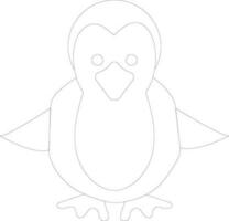 Penguin character made with black line stroke. vector