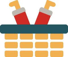 Santa stuck in chimney leg isolated. vector