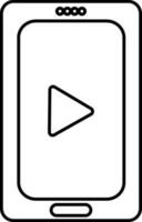 Video player sign with smartphone icon made with line art. vector