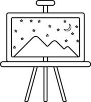 Wooden easel with place picture in illustration. vector