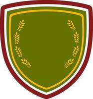 Winning shield in maroon, white and green colors. vector