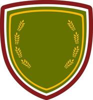 Winning shield in maroon, white and green colors. vector