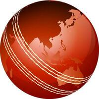 Shiny view of globe on cricket ball. vector