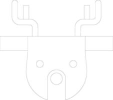 Thin line icon of Reindeer face in flat style. vector