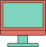 Icon of desktop in green and orange color. vector