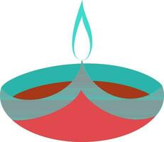 Stylish diya in blue and red color. vector
