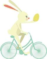 Cute bunny riding bicycle. vector