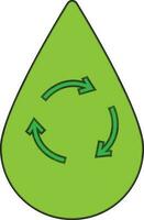 Green recycle sign in drop. vector