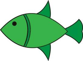 Character of a green fish. vector