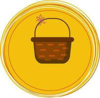 Empty Wicker basket on yellow frame. vector