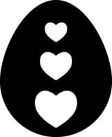 Easter Egg with hearts symbol in flat style. vector