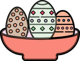 Painted Easter Eggs in a bowl. vector