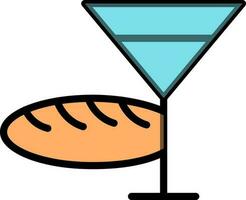 Illustration of Cocktail Glass with Baguette. vector