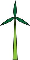 Green windmill on white background. vector