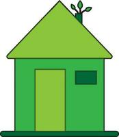Illustration of leaf on hut in green color. vector