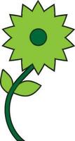 Green flower with leaves. vector