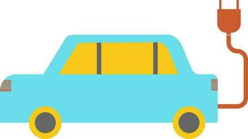 Car with plug in flat style. vector