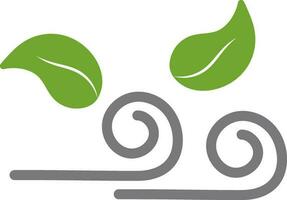 Green, Gray icon of Blowing Leaves. vector