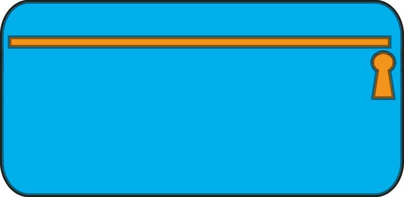 Pencil box icon in blue color.