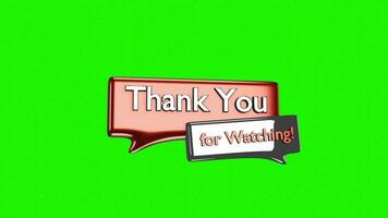THANKS FOR WATCHING Red and White Text Glossy Green Screen. 4K 3D render seamless Loop for youtube channel Outro background video