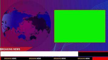 Breaking news template intro world map green screen tv 4k animation video