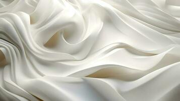 Closeup of rippled white silk fabric texture background. photo
