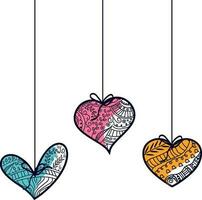 Floral design decorated creative hanging Hearts. vector