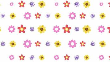 Beautiful flower pattern looped animation with alpha channel. Cute spring floral seamless background.Blooming flower icon animated video