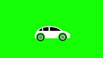 branco carro plano estilo animação em verde tela fundo video