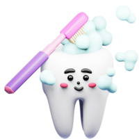 A cute 3D toothbrushing icon for Dental Health Campaign and Tooth Awareness Promotion Design. Encouraging good oral hygiene with a playful touch png