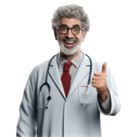 Funny doctor in medical uniform isolated on transparent background. Hilarious doctor in funny pose. png