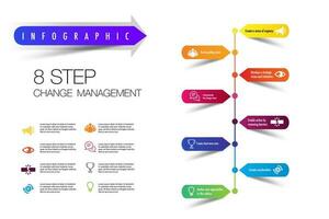 Infographic 8 step road map business chart vector