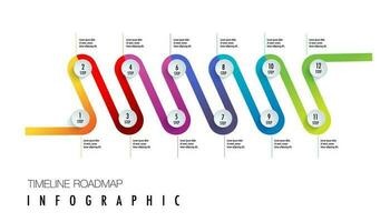 negocio año plan infografía modelo. diagrama con 12 pasos o meses opciones, pasos, partes o procesos y presentación vector