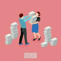 Bad Boss Isometric And Colored Concept vector