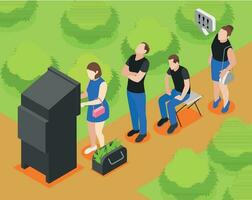 Queue Isometric Colored Concept vector