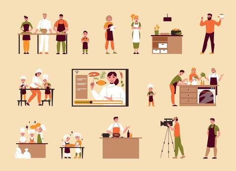 culinario clases color conjunto vector