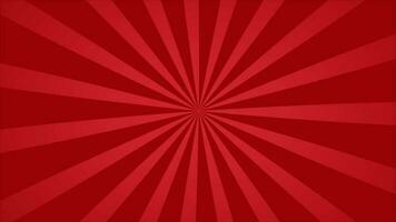 Abstract animation loop background radial lines rotate in red cartoon comic style. video