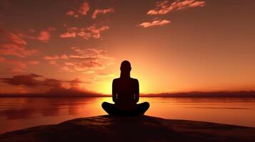 Embracing peace Sunset meditation and yoga practice for inner harmony photo